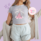 PRINTED CASTLE - WOMENS CROPPED RIBBED BABY TEE