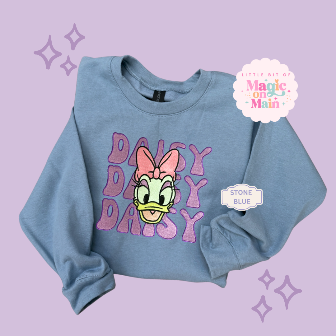 EMBROIDERED DAISY - ADULT SWEATSHIRT