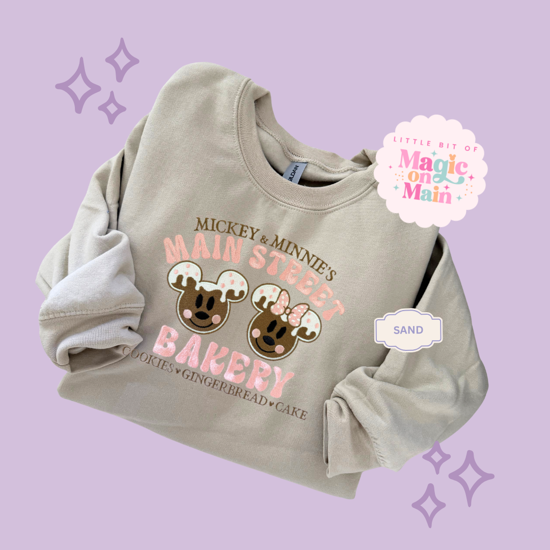 EMBROIDERED MAIN STREET BAKERY PINK - ADULT SWEATSHIRT