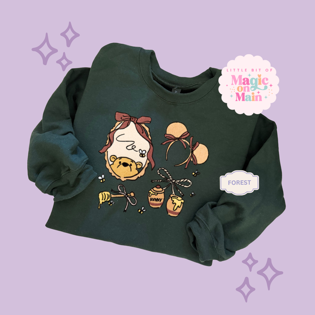 EMBROIDERED POOH COQUETTE - ADULT SWEATSHIRT