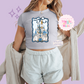 PRINTED DWORLD COQUETTE - WOMENS CROPPED RIBBED BABY TEE