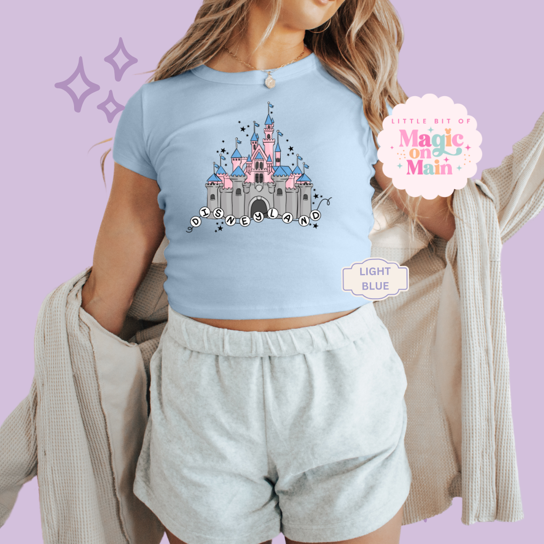 PRINTED DLAND CASTLE - WOMENS CROPPED RIBBED BABY TEE