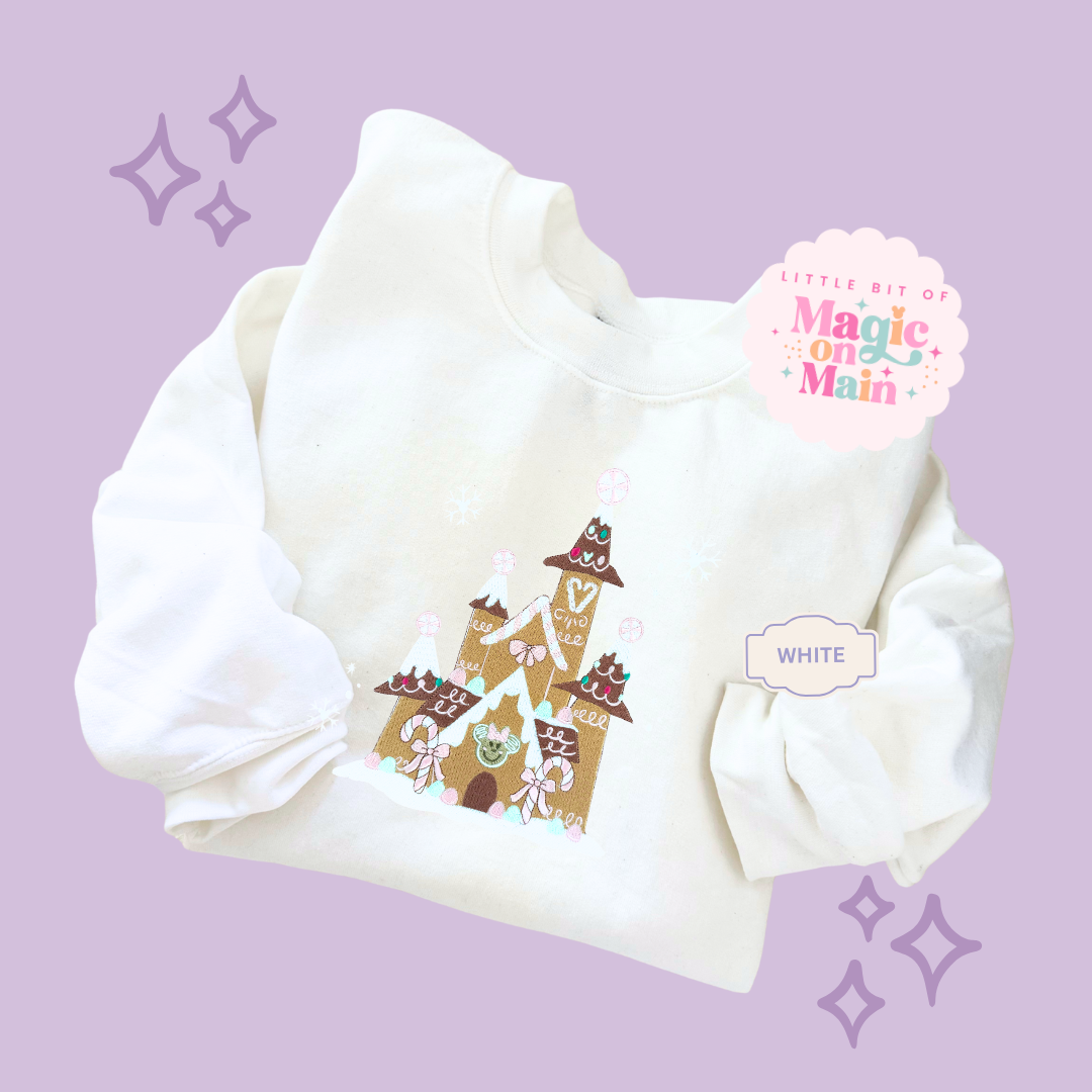 EMBROIDERED GINGERBREAD CASTLE - EXCLUSIVE TO MoM - ADULT SWEATSHIRT