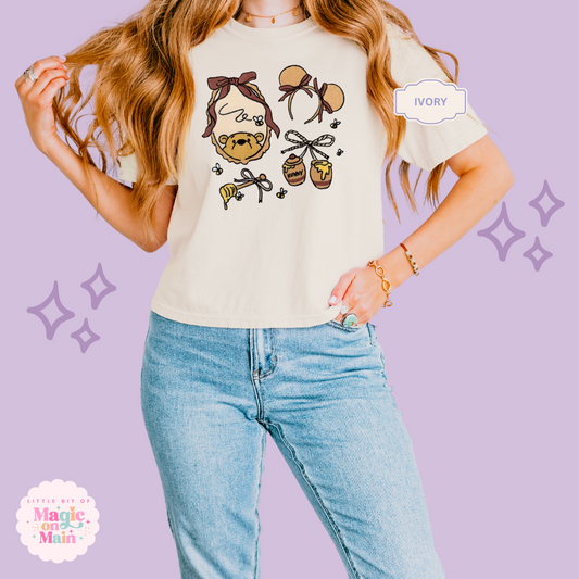 EMBROIDERED WINNIE THE POOH COQUETTE  - WOMENS BOXY T-SHIRT