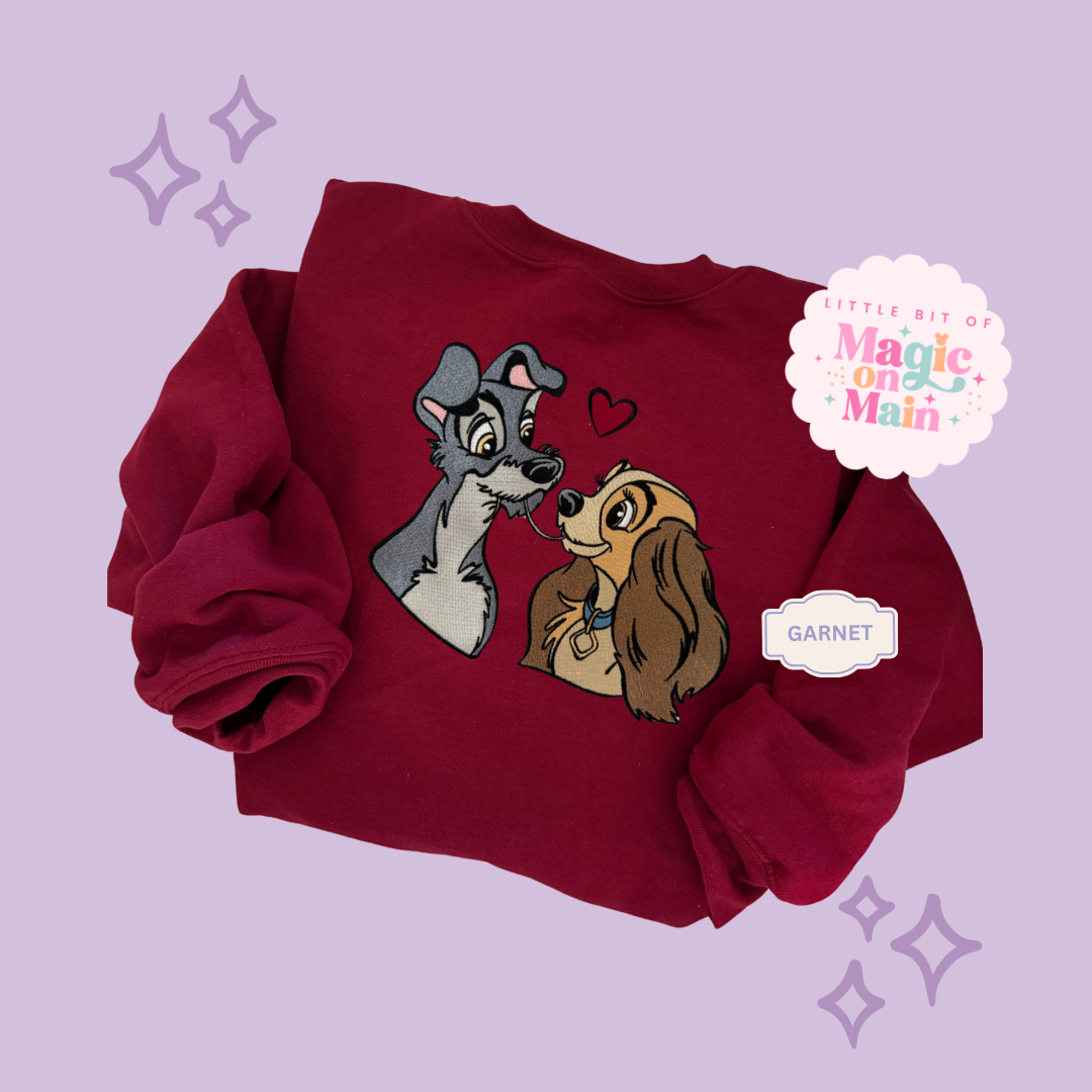 EMBROIDERED VALENTINE DOGS - ADULT SWEATSHIRT 10017