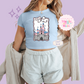 PRINTED DLAND COQUETTE - WOMENS CROPPED RIBBED BABY TEE