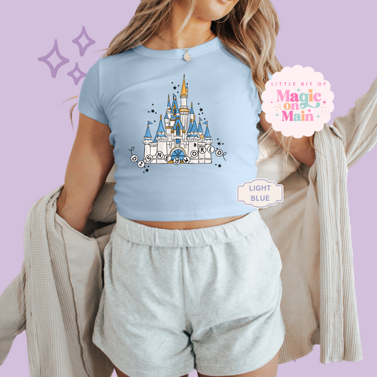 PRINTED DWORLD CASTLE - WOMENS CROPPED RIBBED BABY TEE