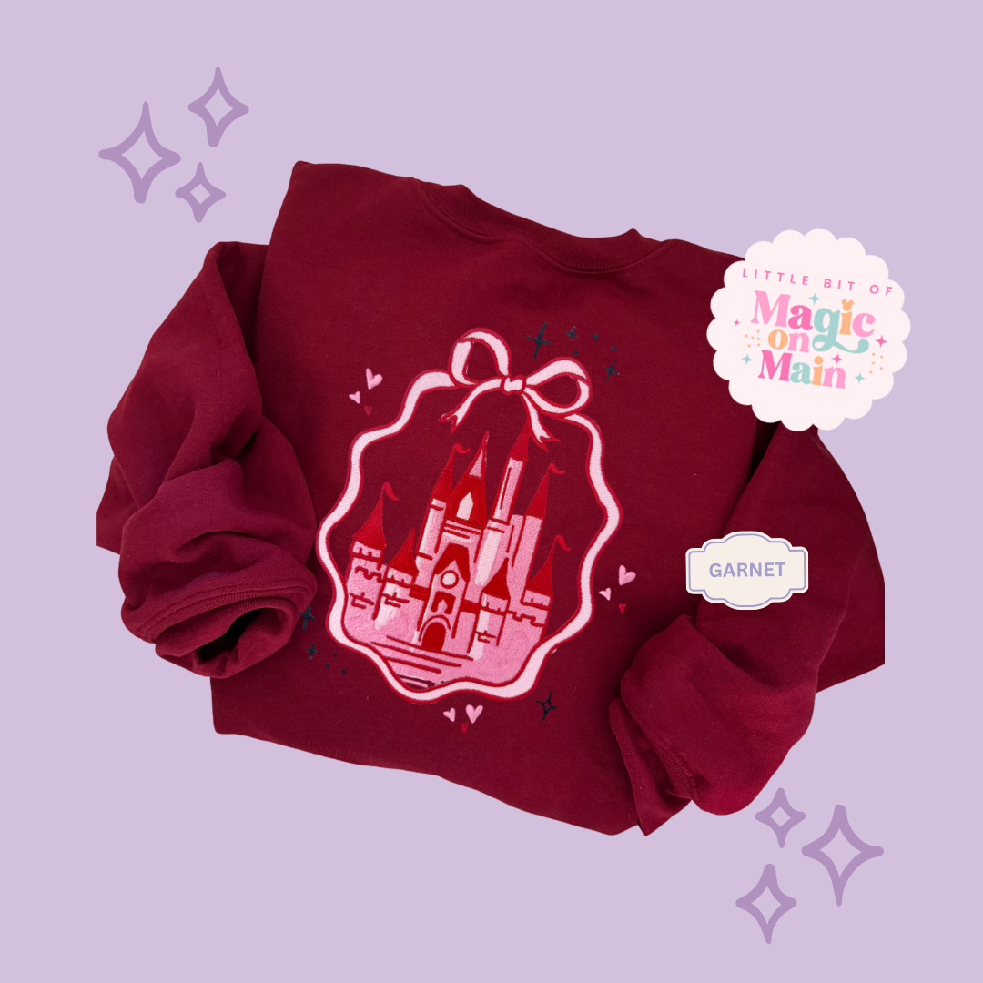 EMBROIDERED PINK CASTLE - ADULT SWEATSHIRT 10003