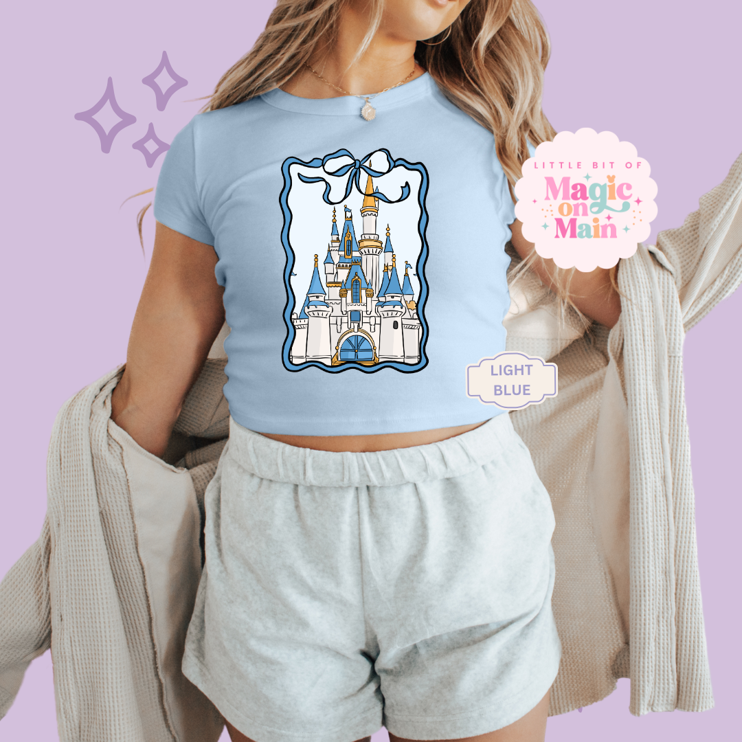 PRINTED DWORLD COQUETTE - WOMENS CROPPED RIBBED BABY TEE