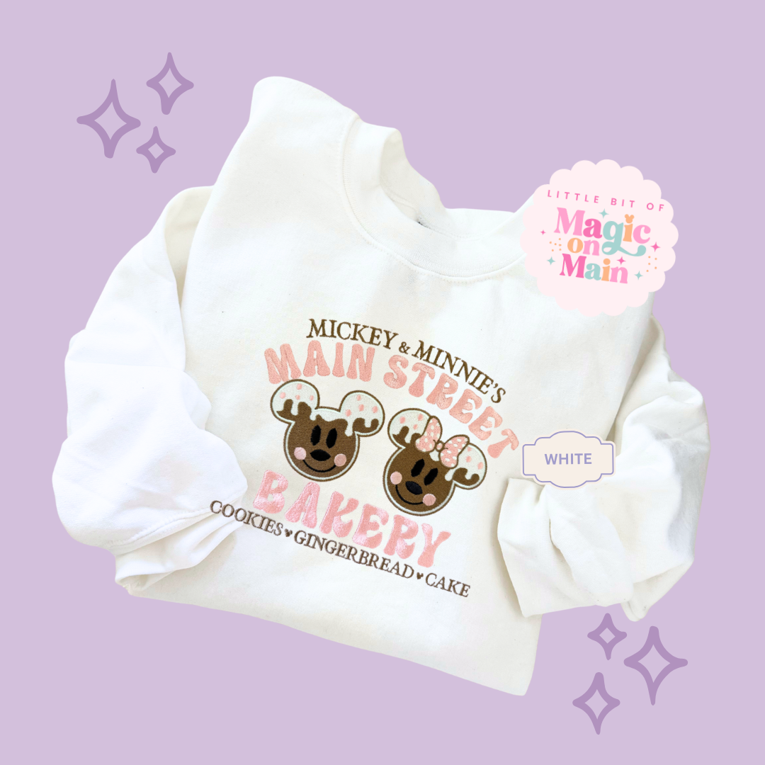 EMBROIDERED MAIN STREET BAKERY PINK - ADULT SWEATSHIRT