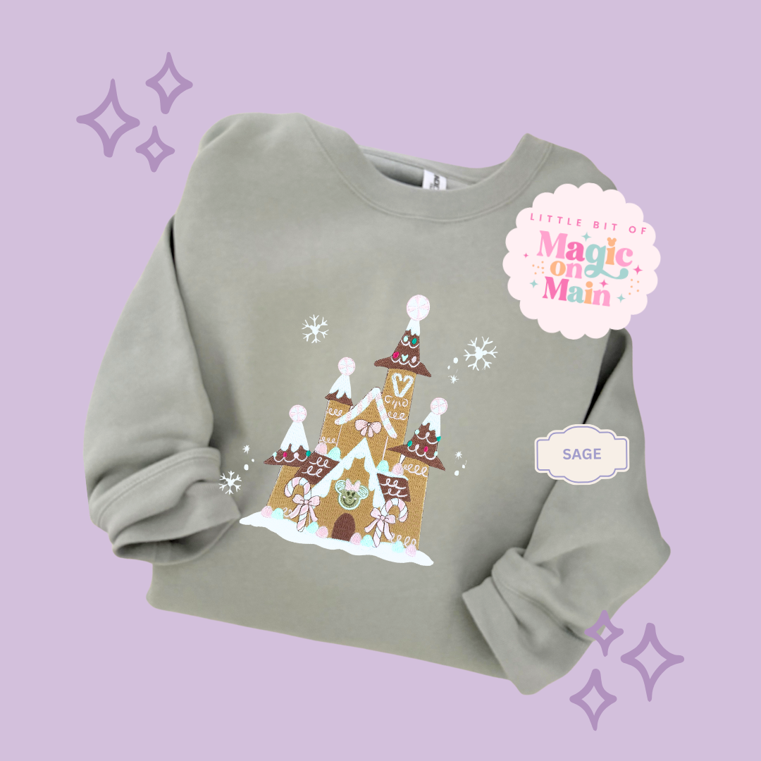 EMBROIDERED GINGERBREAD CASTLE - EXCLUSIVE TO MoM - ADULT SWEATSHIRT