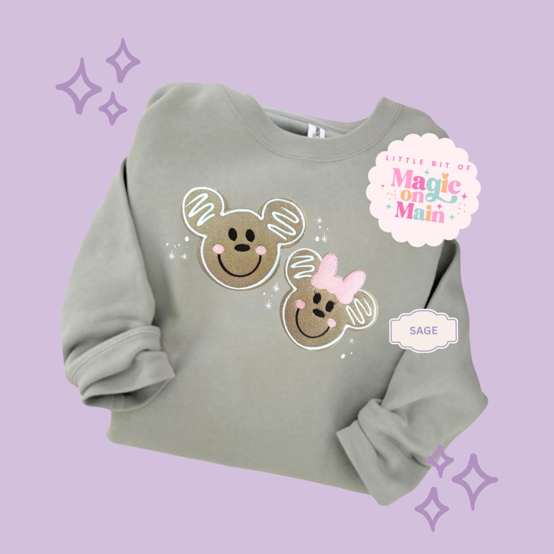 EMBROIDERED GINGERBREAD MICKEY & MINNIE - EXCLUSIVE TO MoM - ADULT SWEATSHIRT
