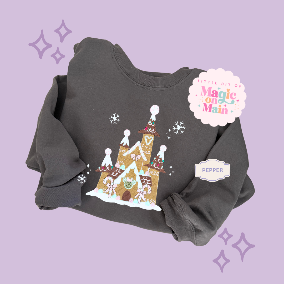 EMBROIDERED GINGERBREAD CASTLE - EXCLUSIVE TO MoM - ADULT SWEATSHIRT