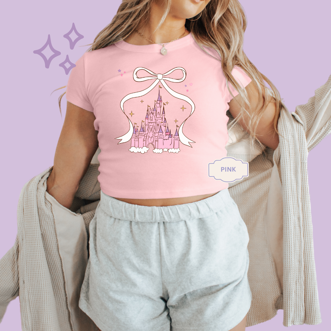 PRINTED CASTLE - WOMENS CROPPED RIBBED BABY TEE
