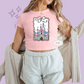 PRINTED DLAND COQUETTE - WOMENS CROPPED RIBBED BABY TEE