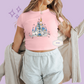 PRINTED DWORLD CASTLE - WOMENS CROPPED RIBBED BABY TEE