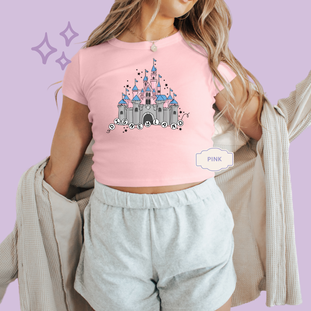 PRINTED DLAND CASTLE - WOMENS CROPPED RIBBED BABY TEE