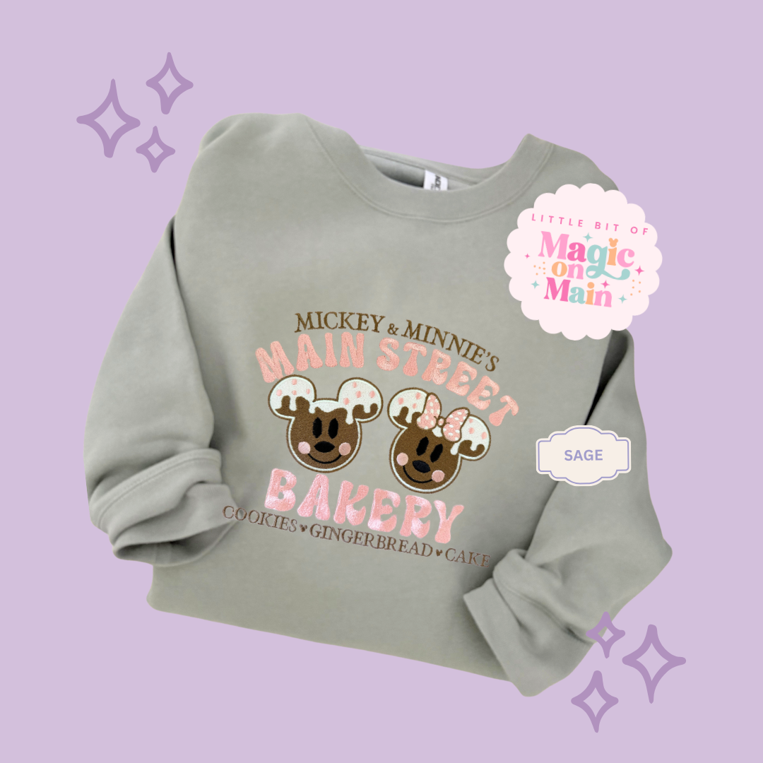 EMBROIDERED MAIN STREET BAKERY PINK - ADULT SWEATSHIRT