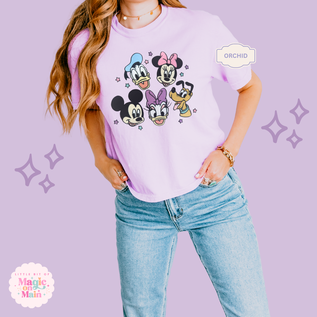 EMBROIDERED MICKEY AND FRIENDS - WOMENS BOXY T-SHIRT