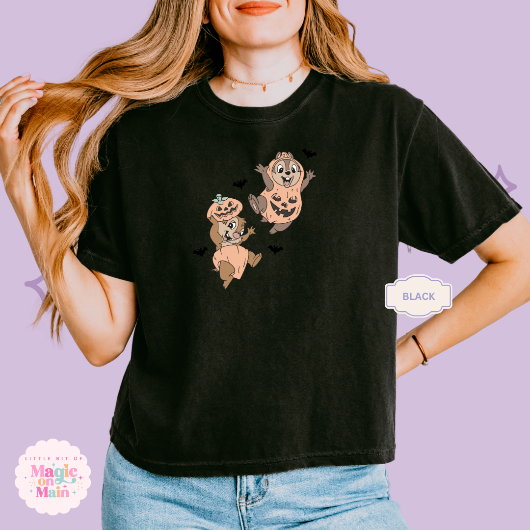 PRINTED HALLOWEEN CHIPMUNKS  - WOMENS BOXY T-SHIRT