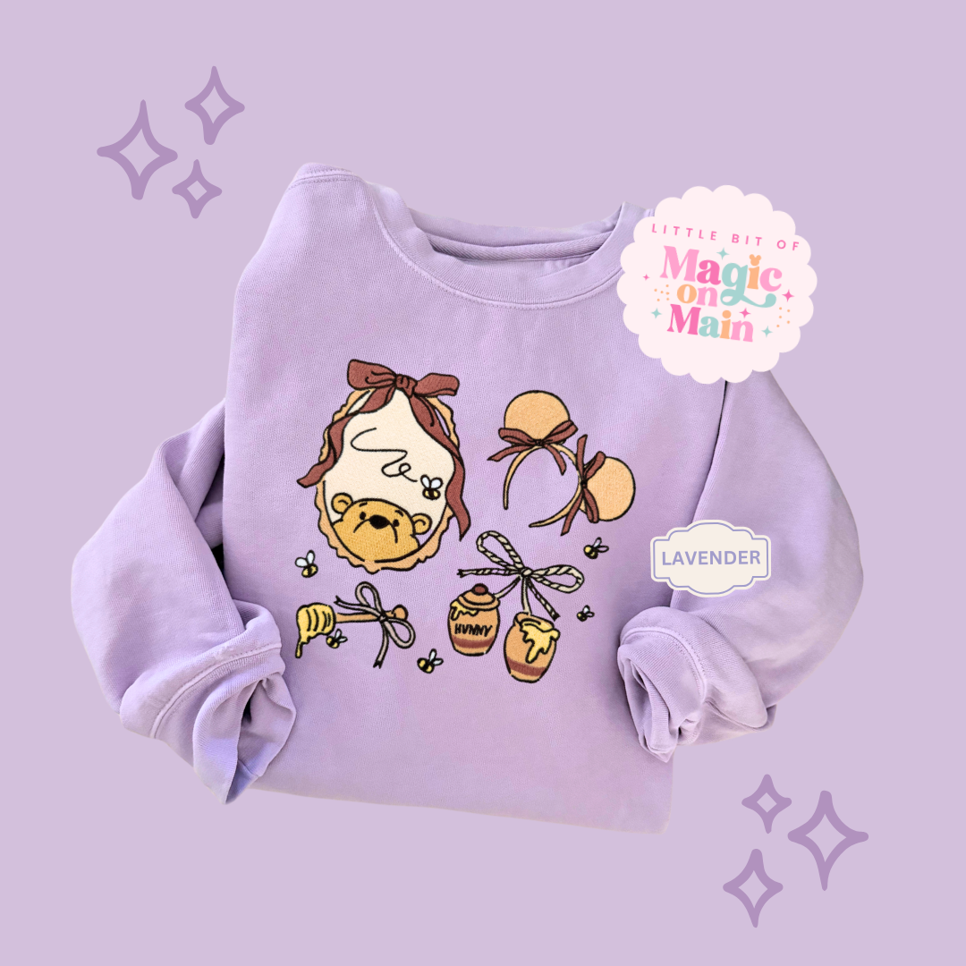 EMBROIDERED POOH COQUETTE - ADULT SWEATSHIRT