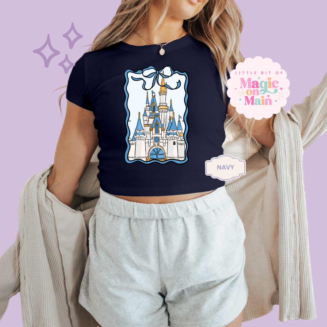 PRINTED DWORLD COQUETTE - WOMENS CROPPED RIBBED BABY TEE