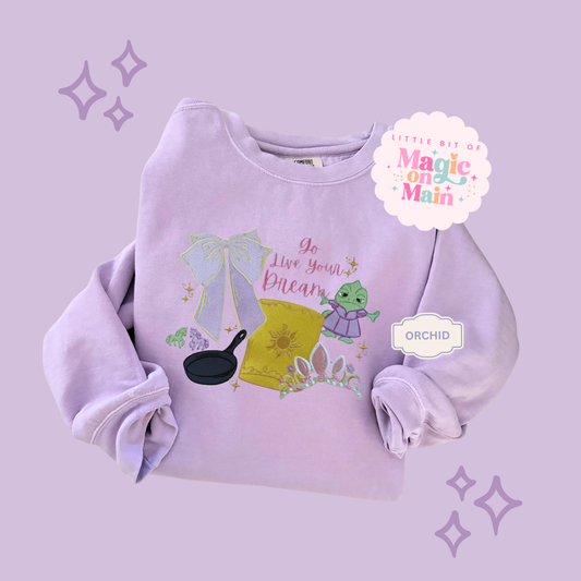 RTS EMBROIDERED GO LIVE YOUR DREAM - SIZES S, 2X - ORCHID INDEPENDENT TRADING CO