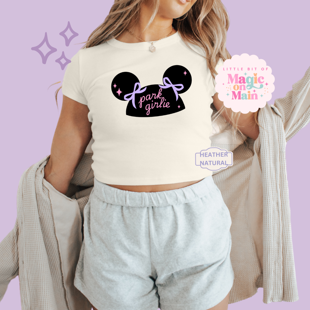 PRINTED PARK GIRLIE HAT - EXCLUSIVE TO MoM - WOMENS CROPPED RIBBED BABY TEE