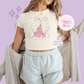 RTS PRINTED PINK CASTLE - SIZES XS, M, L, 2X - IVORY WOMENS BELLA CANVAS BABY TEE