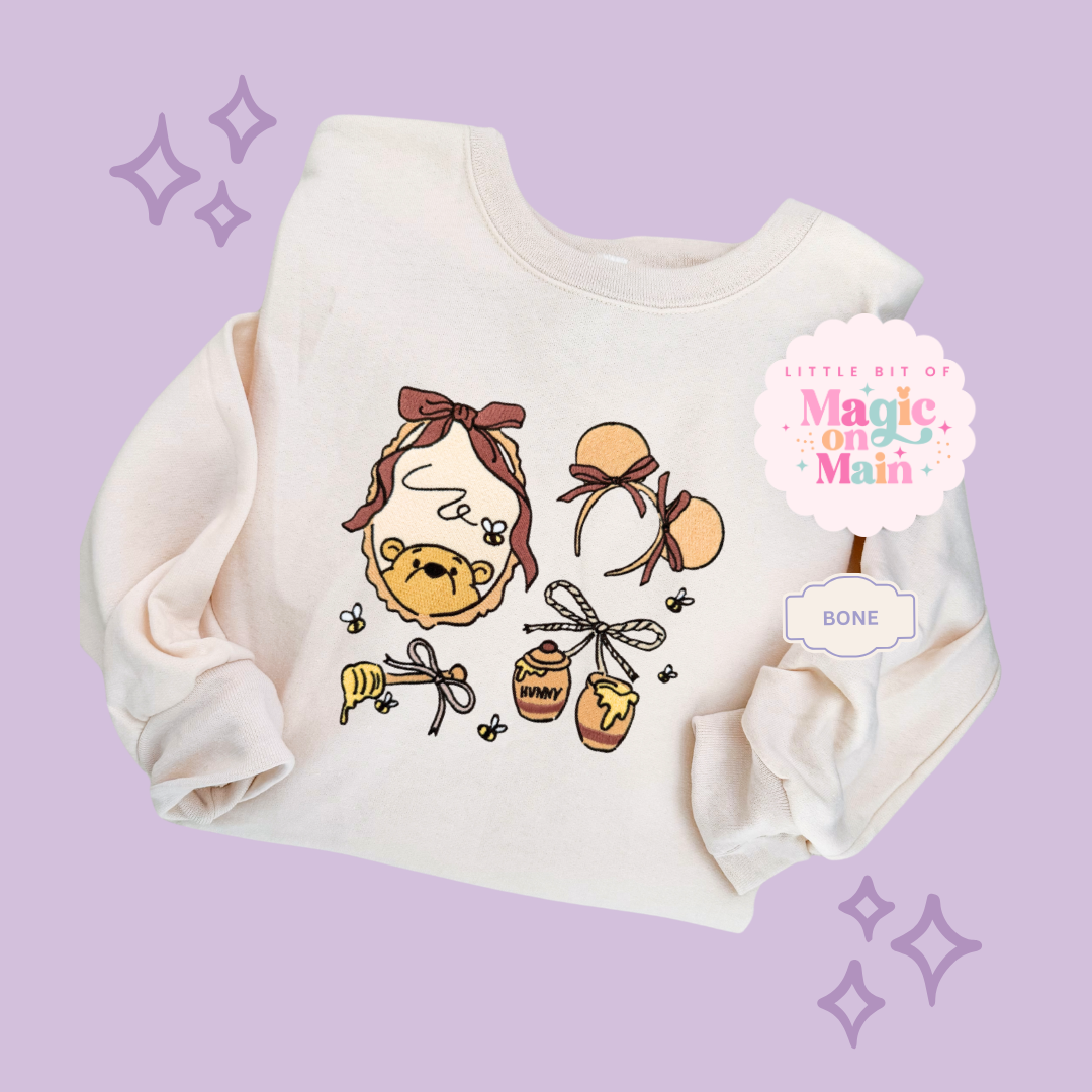 EMBROIDERED POOH COQUETTE - ADULT SWEATSHIRT