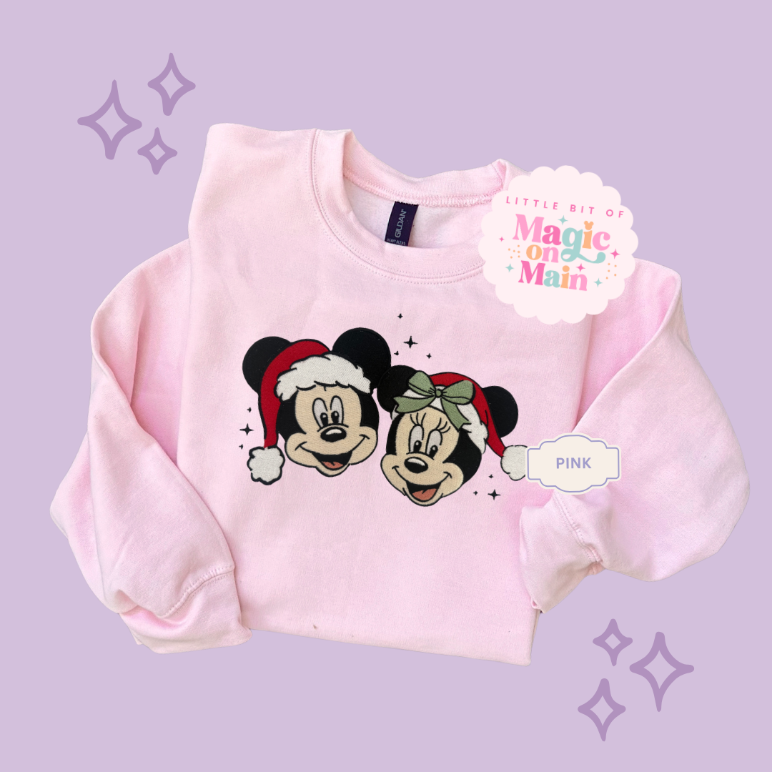 EMBROIDERED MICKEY & MINNIE CHRISTMAS - ADULT SWEATSHIRT