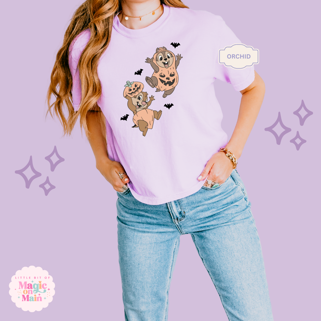 PRINTED HALLOWEEN CHIPMUNKS  - WOMENS BOXY T-SHIRT