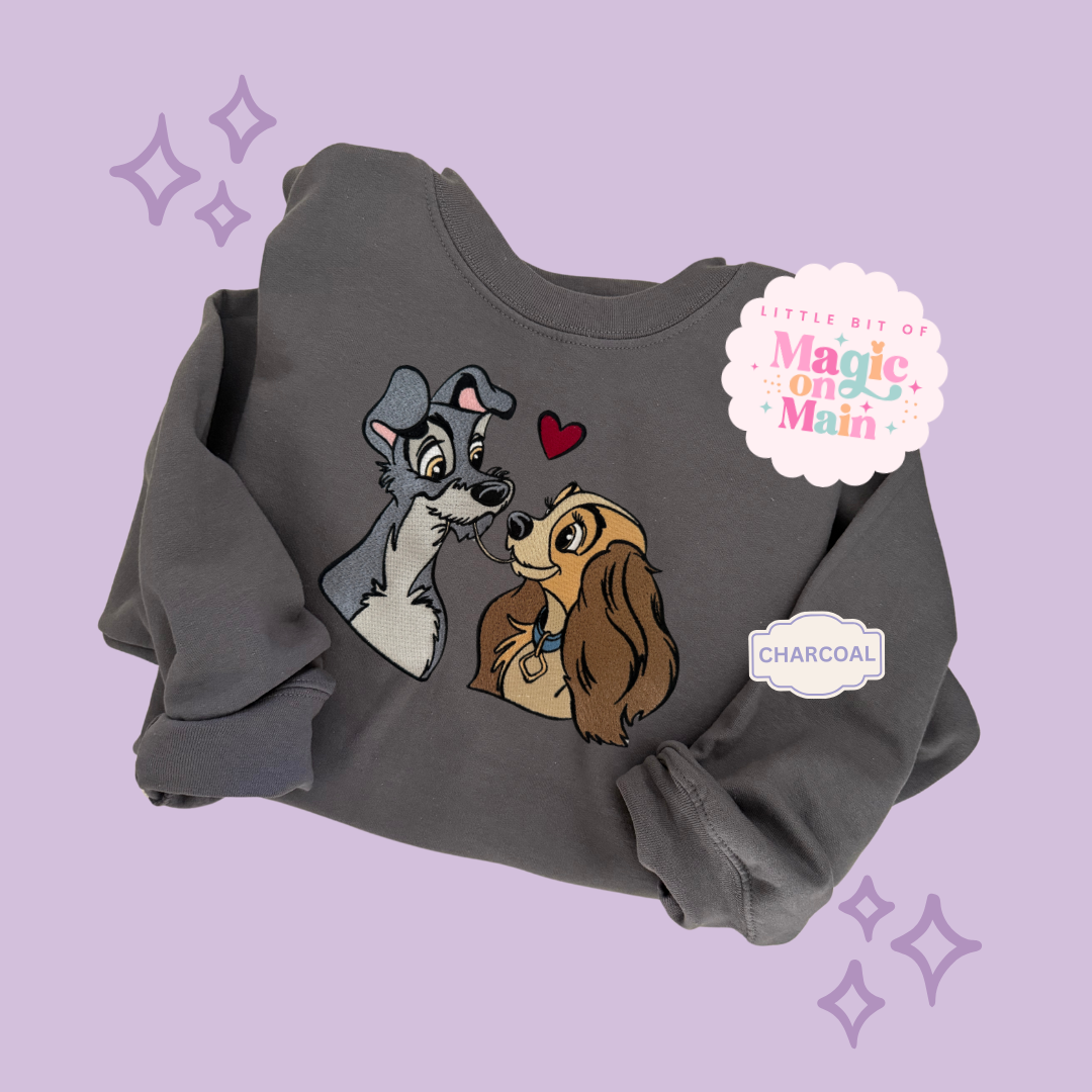 EMBROIDERED VALENTINE DOGS - ADULT SWEATSHIRT 10017