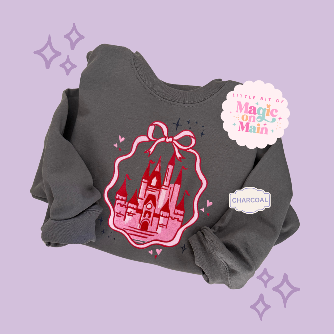 EMBROIDERED PINK CASTLE - ADULT SWEATSHIRT 10003