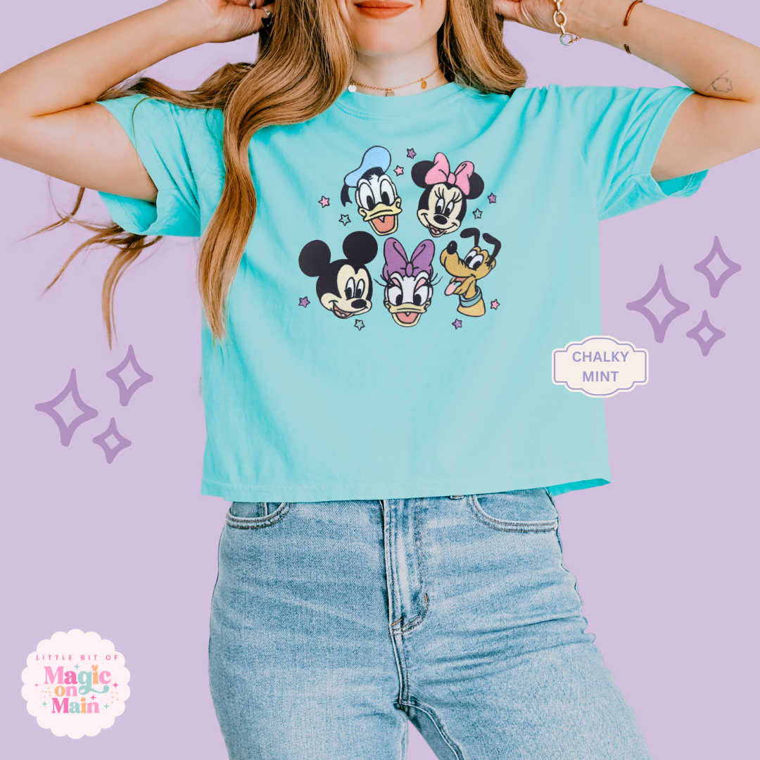 EMBROIDERED MICKEY AND FRIENDS - WOMENS BOXY T-SHIRT