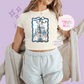 PRINTED DWORLD COQUETTE - WOMENS CROPPED RIBBED BABY TEE