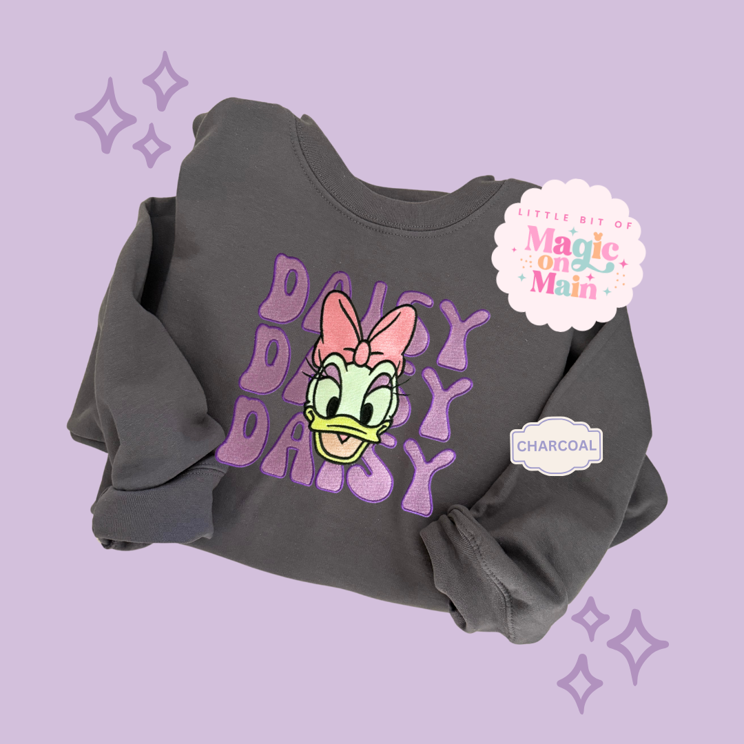 EMBROIDERED DAISY - ADULT SWEATSHIRT