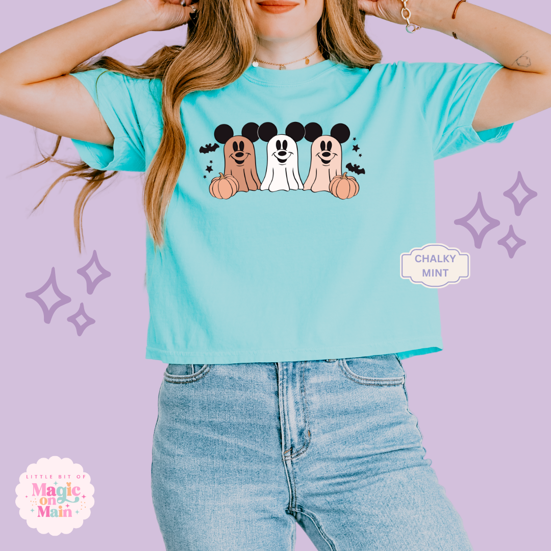 PRINTED 3 MICKEY GHOSTS - WOMENS BOXY T-SHIRT