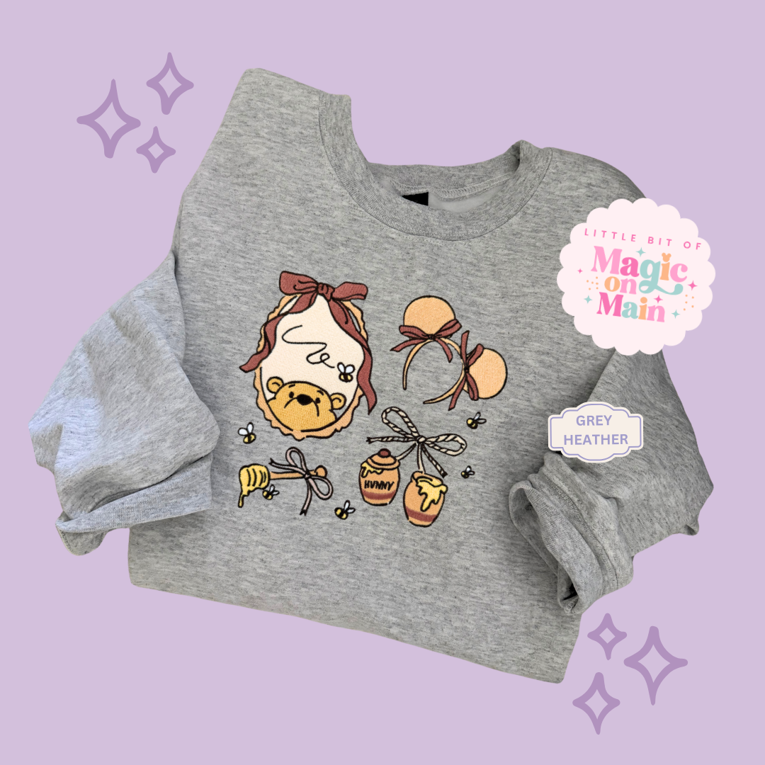 EMBROIDERED POOH COQUETTE - ADULT SWEATSHIRT