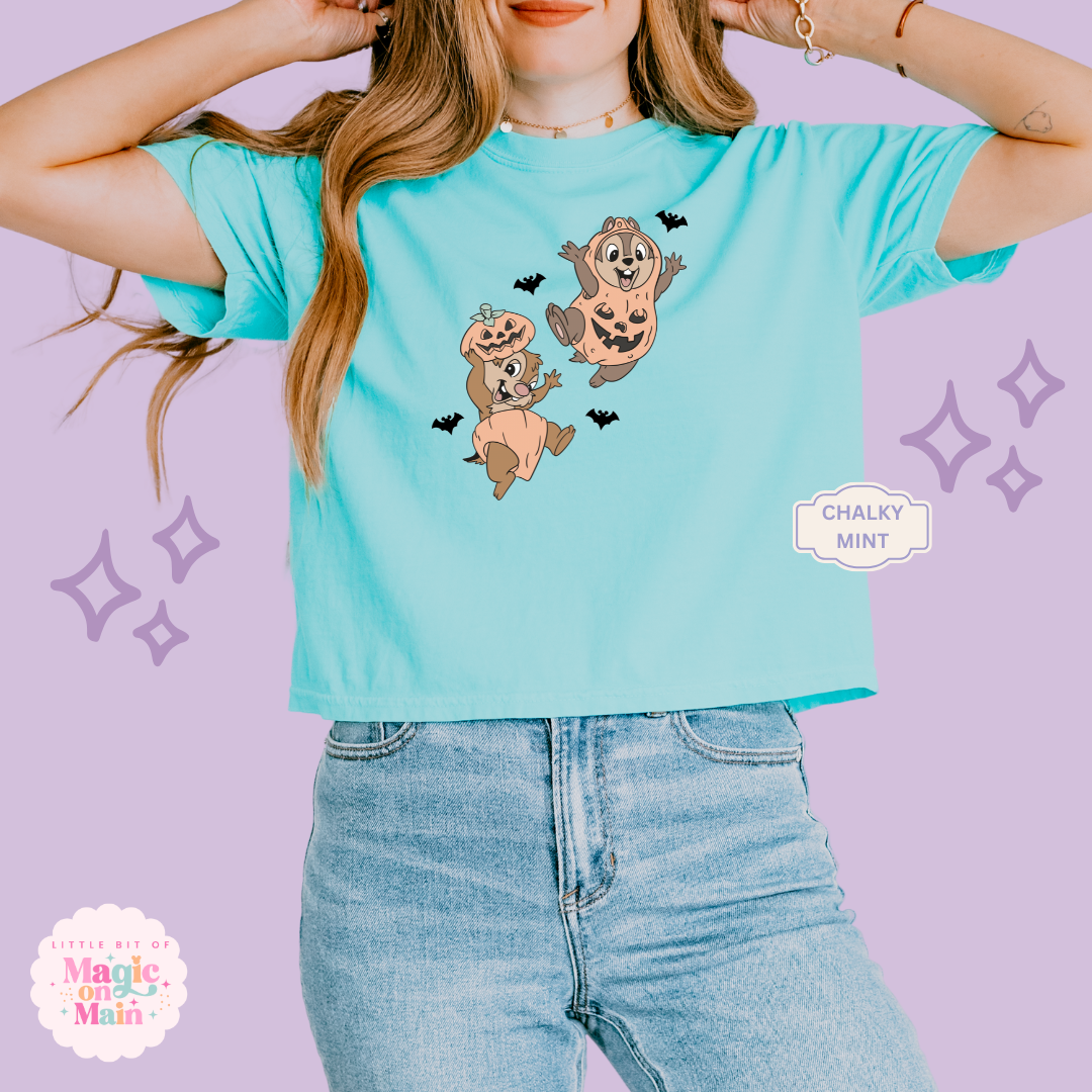 PRINTED HALLOWEEN CHIPMUNKS  - WOMENS BOXY T-SHIRT