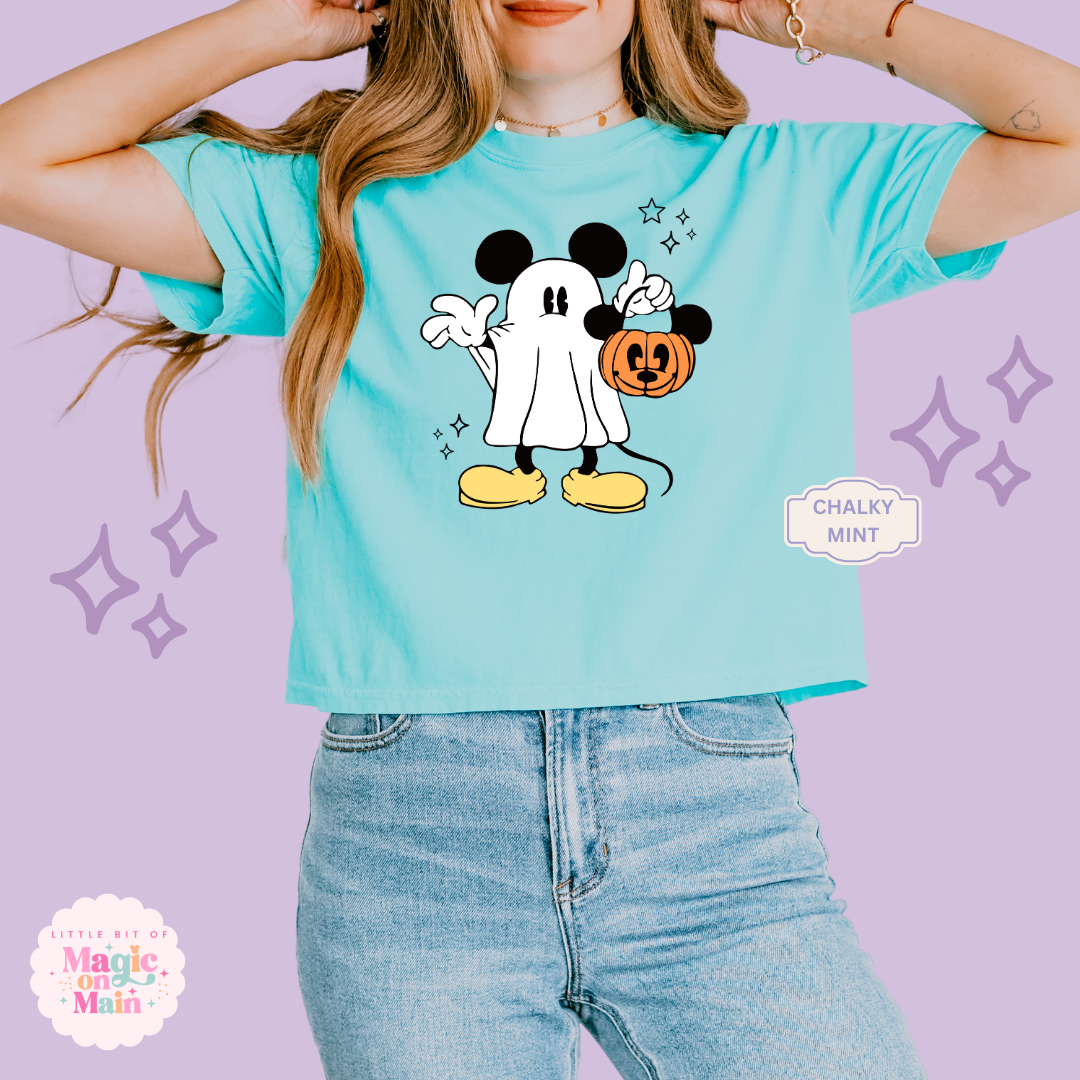 PRINTED MICKEY GHOST - WOMENS BOXY T-SHIRT