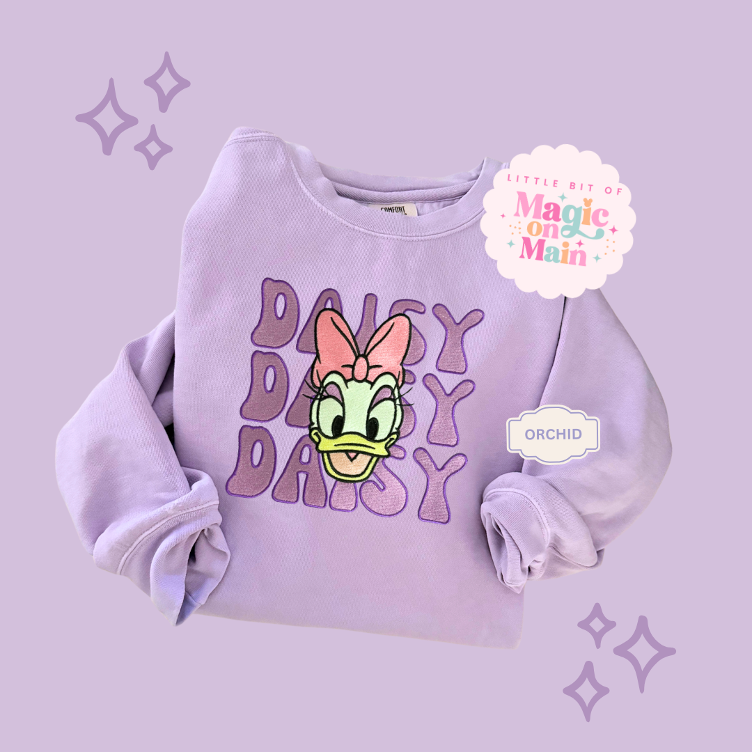 EMBROIDERED DAISY - ADULT SWEATSHIRT