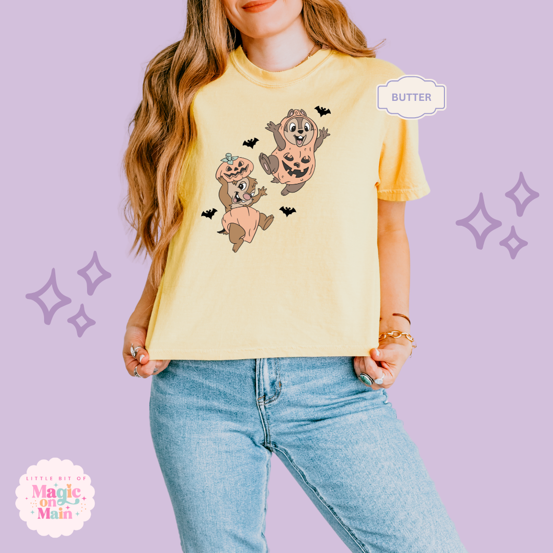 PRINTED HALLOWEEN CHIPMUNKS  - WOMENS BOXY T-SHIRT