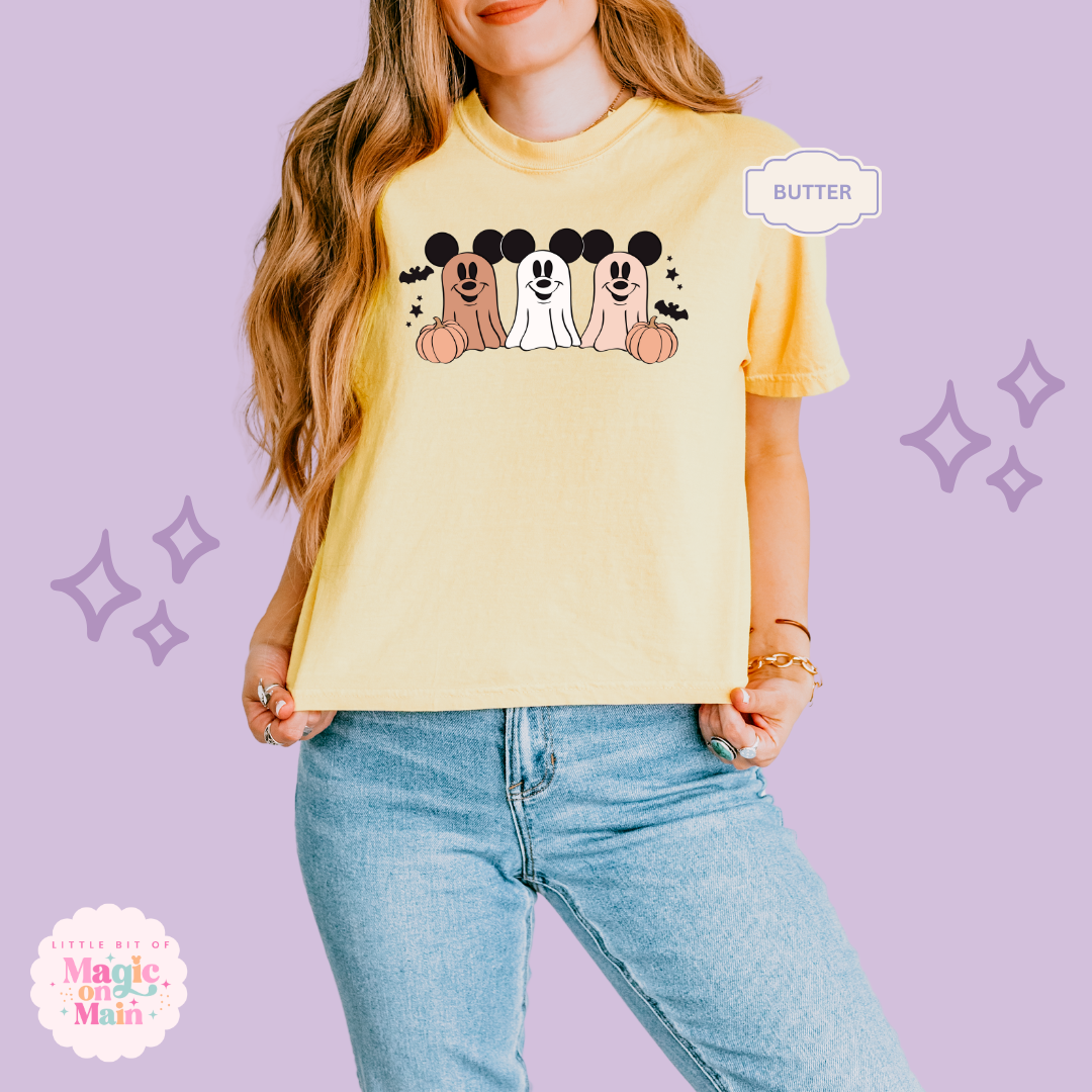 PRINTED 3 MICKEY GHOSTS - WOMENS BOXY T-SHIRT