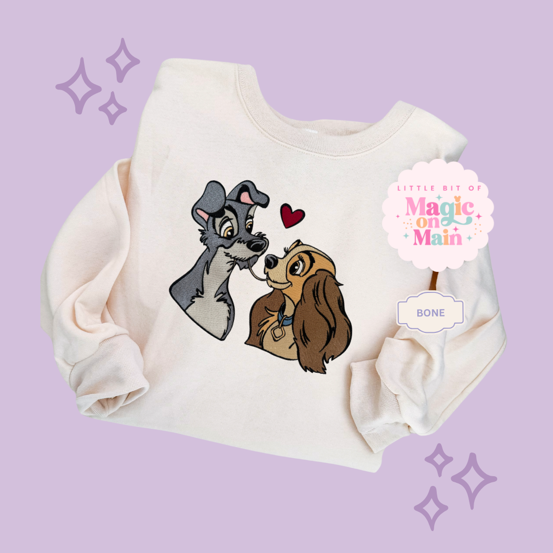 EMBROIDERED VALENTINE DOGS - ADULT SWEATSHIRT 10017