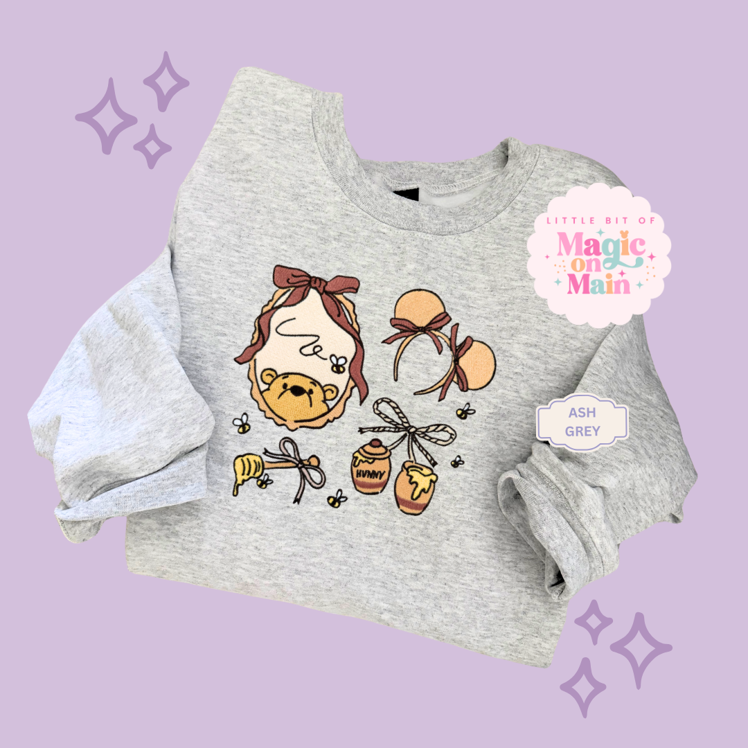 EMBROIDERED POOH COQUETTE - ADULT SWEATSHIRT
