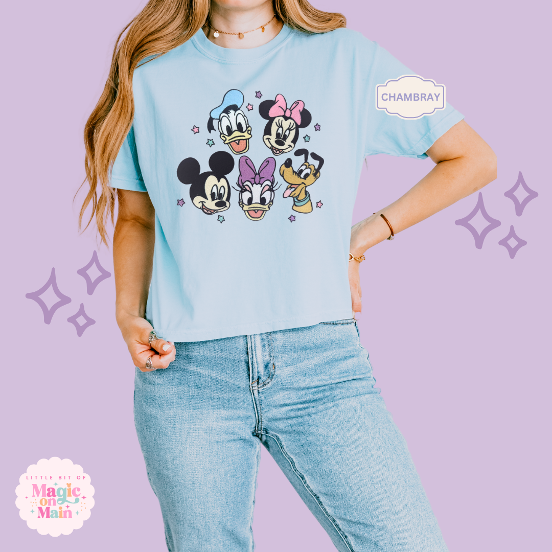 EMBROIDERED MICKEY AND FRIENDS - WOMENS BOXY T-SHIRT
