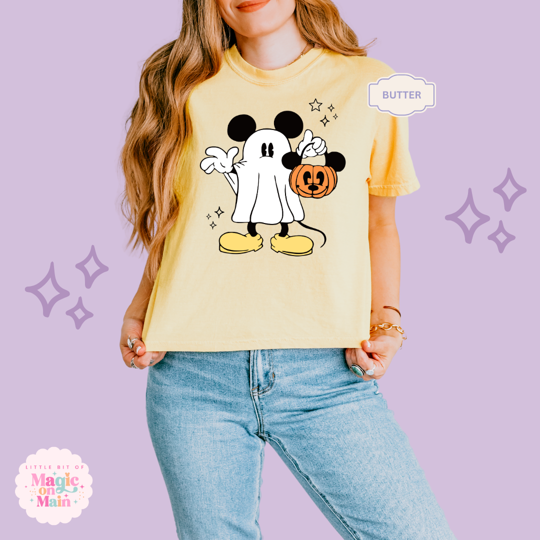 PRINTED MICKEY GHOST - WOMENS BOXY T-SHIRT