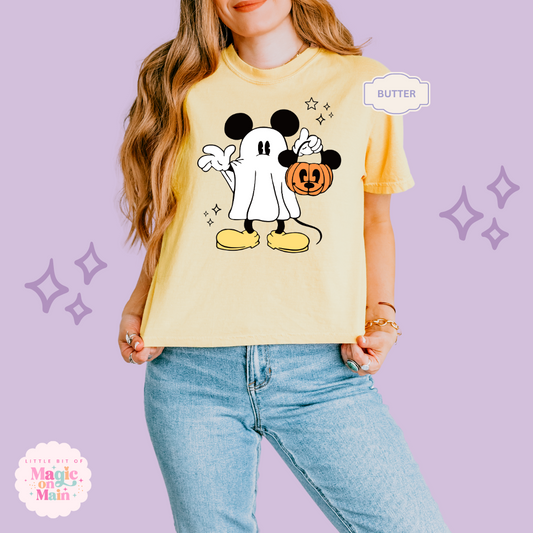 PRINTED MICKEY GHOST - WOMENS BOXY T-SHIRT