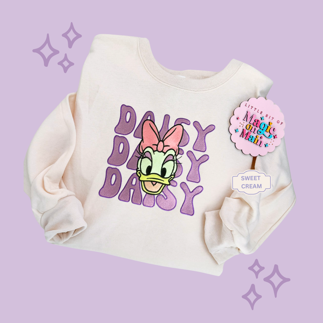 EMBROIDERED DAISY - ADULT SWEATSHIRT